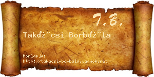 Takácsi Borbála névjegykártya